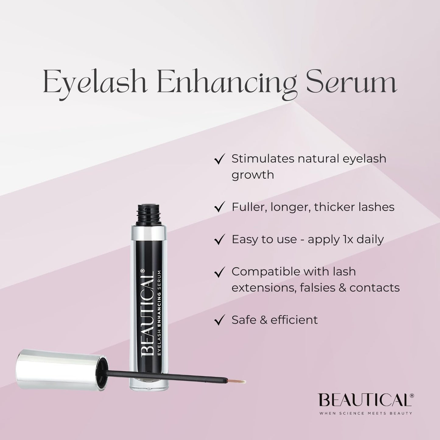 BEAUTICAL Eyelash Serum – Lash Enhancing & Conditioning Formula with Botanical Ingredients for the Appearance of Fuller, Shinier & Healthier-Looking Lashes – Nourishing Lash Care, 3ml - dailyvitalstore