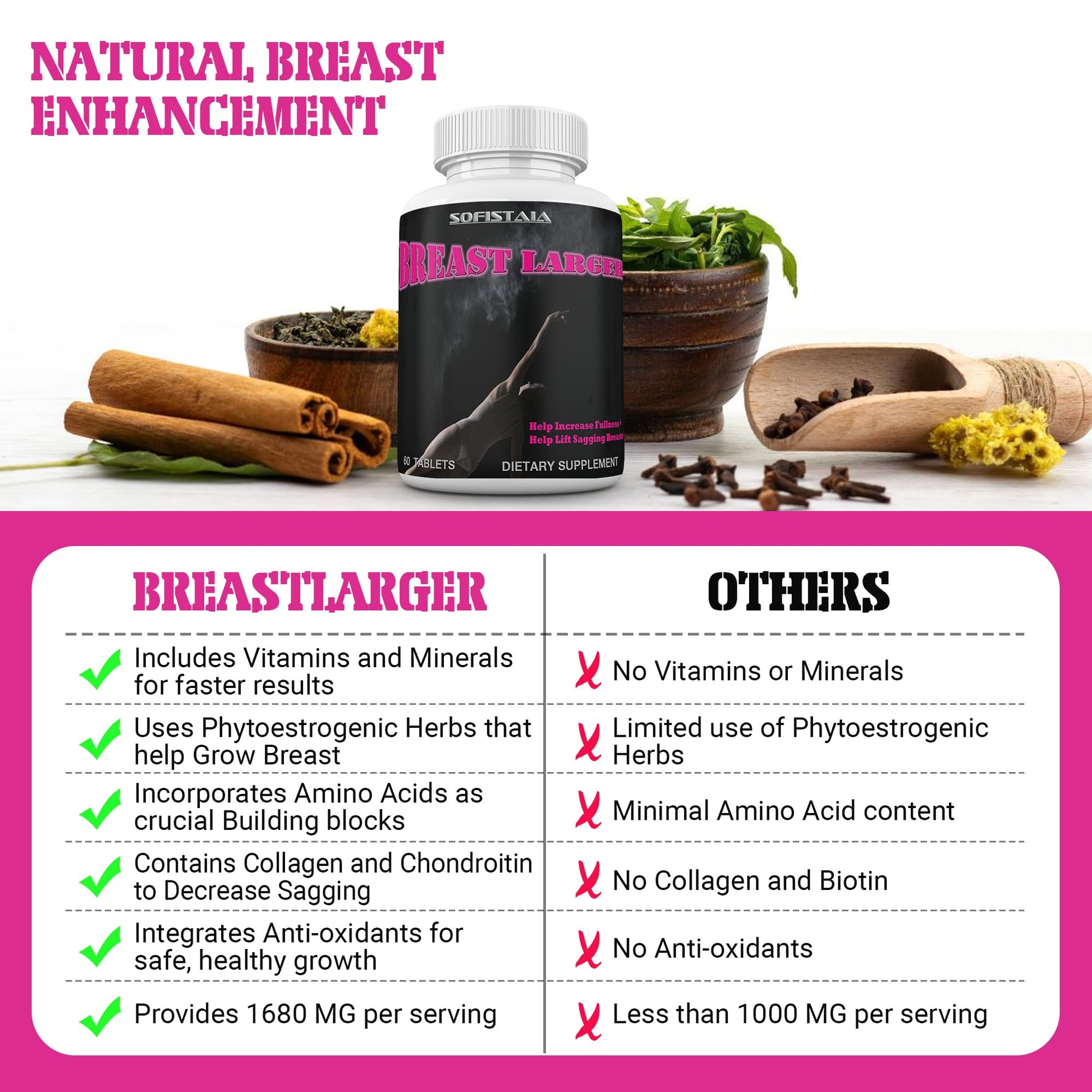 BEAUTIFYEM Breast Larger Breast Enhancement Formula with Natural Ingredients for Bigger Breast Growth and Firmness Pills - dailyvitalstore