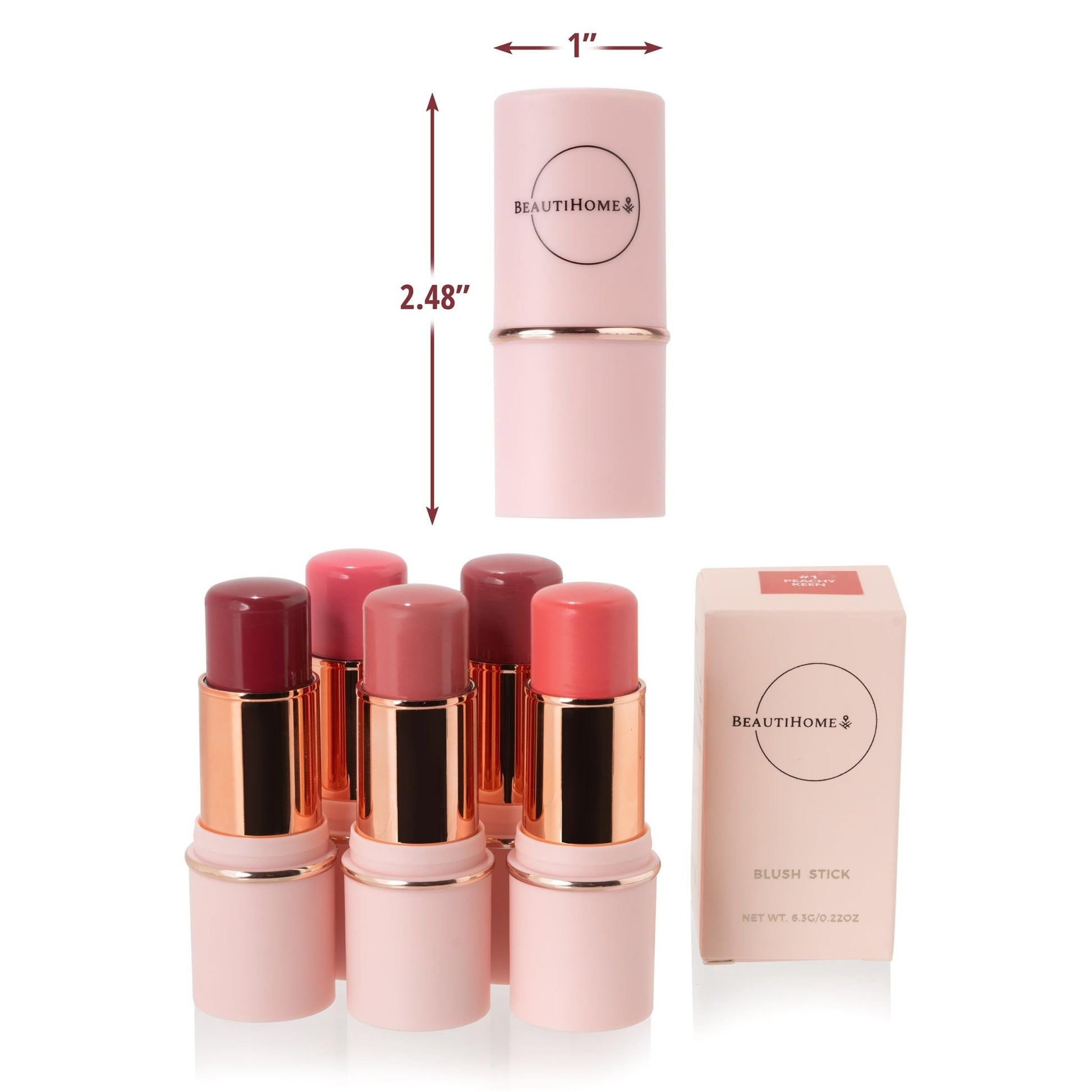 BeautiHome Blush Stick for Cheeks & Lips Multistick Cream Blush- Easy to Apply & Blend- Infused with Nourishing Ingredients for your Skin Compact Travel Size Makeup (Misty Rose, Small) - dailyvitalstore