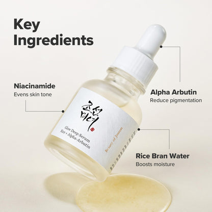 Beauty of Joseon Glow Deep Serum Rice Alpha-Arbutin Moisturizing Uneven Skin Tone Daily Korean Skin Care for Men and Women, 60ml, 2 Fl.Oz - dailyvitalstore