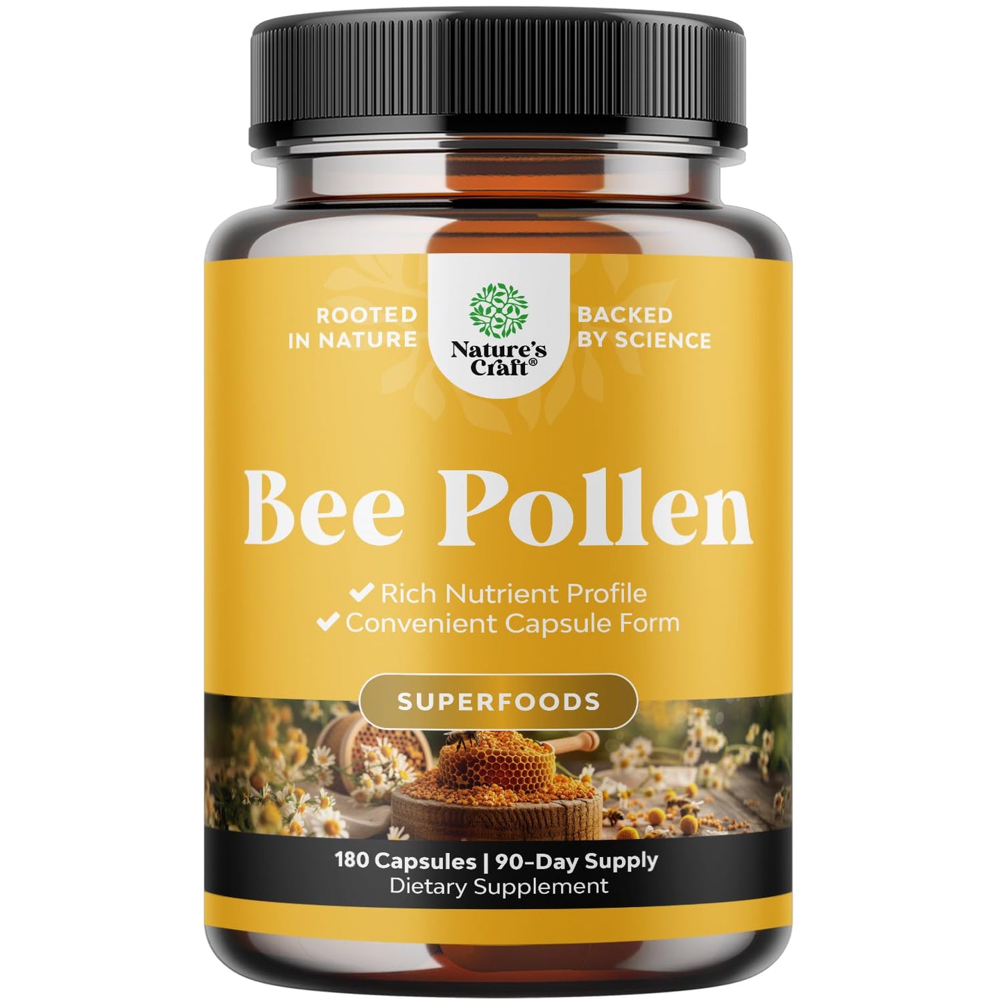 Bee Pollen Pills for Breast Growth 180 Ct - Bee Pollen Supplement 1000mg Serving with Naturally Occurring B Vitamins Minerals & Enzymes - Breast Support Supplement - Vegetarian Non-GMO & Gluten Free - dailyvitalstore