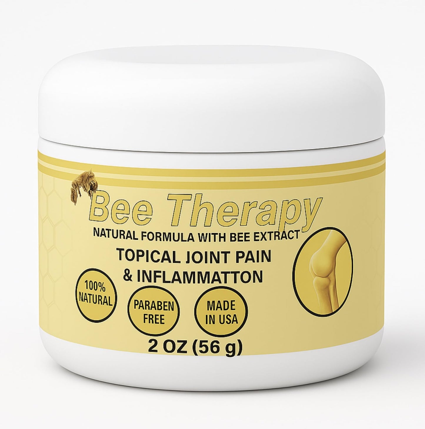 Bee Therapy Cream | Natural Formula with Bee Extract | Topical Use for Joints, Knees, Back & Muscles | 2 oz (56 g) | Paraben Free | Non-Greasy | Lightweight | Made in USA - dailyvitalstore