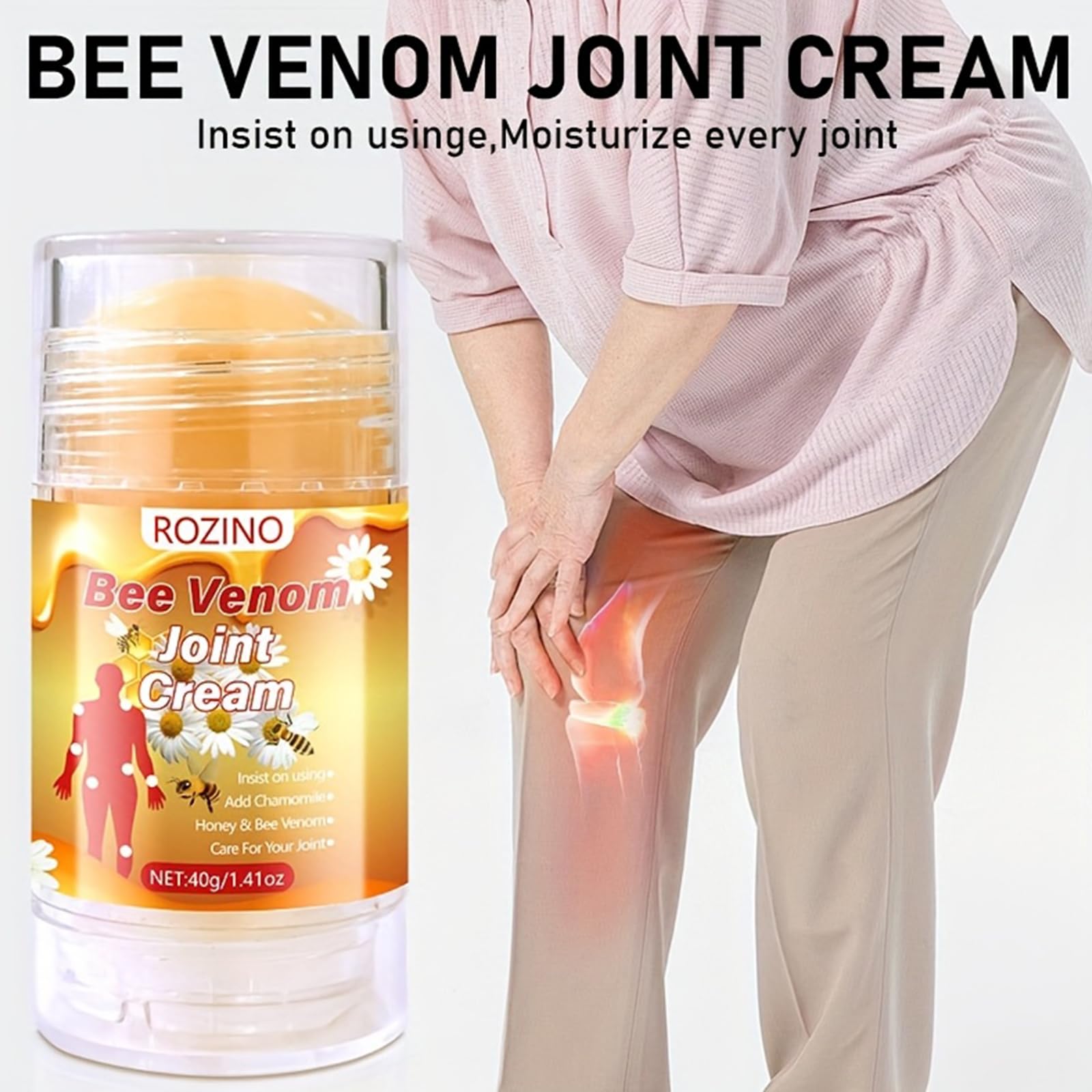 Bee Venom Joint Cream – Advanced Joint Support Cream with Honey & Chamomile, Soothing Formula for Aches & Stiffness in Knees, Hands, Back, Natural Relief Cream for Daily Joint Care (Bee venom) - dailyvitalstore