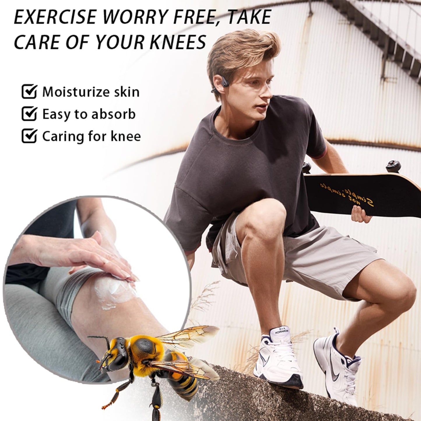 Bee Venom Joint Cream for Knees & Joints - Lightweight Moisturizing Cream for Dry Skin, Fast Absorbing & Non-Greasy Formula - Supports Comfortable Movement (2.116OZ) - dailyvitalstore