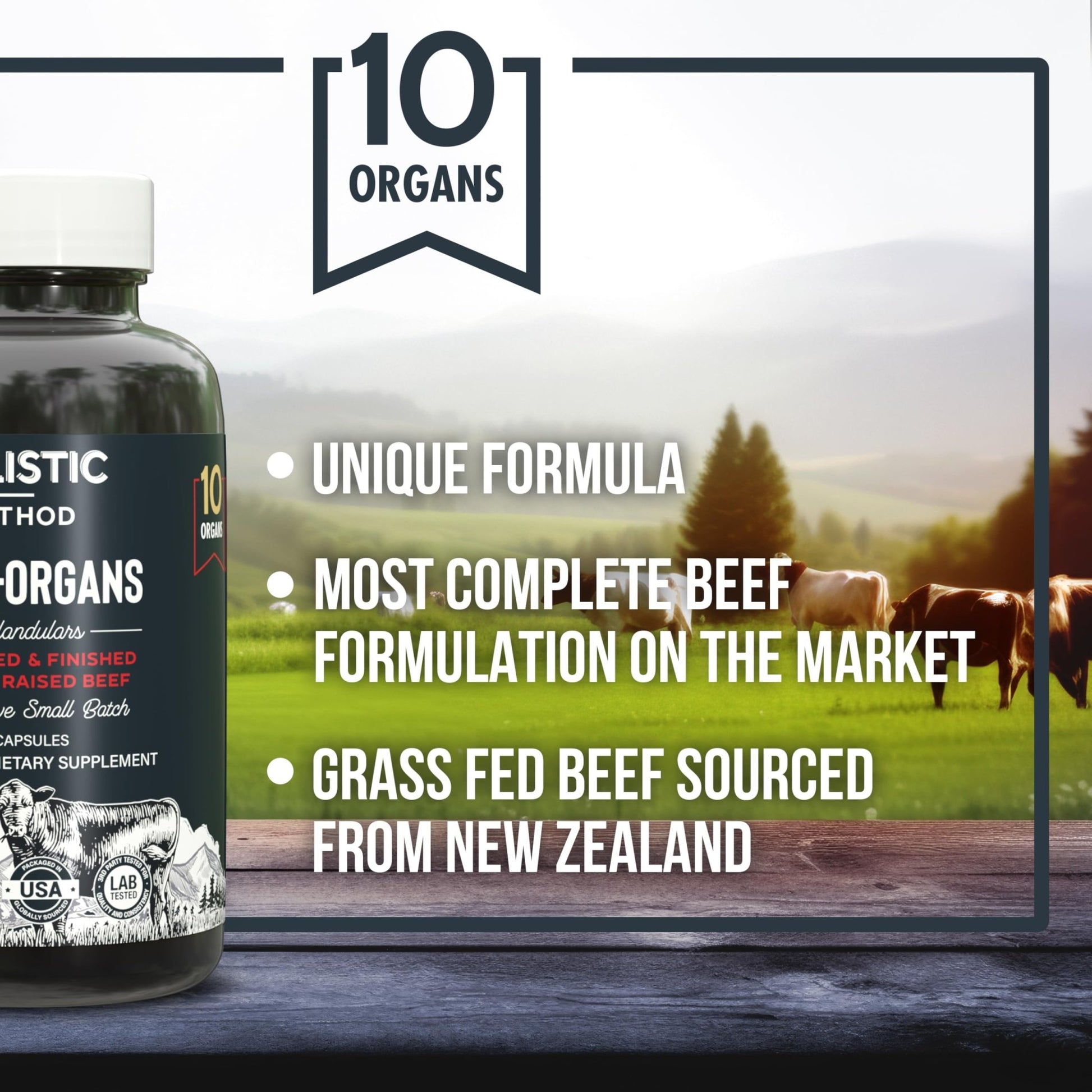 Beef Organ Supplement Complex - 10 Carnivore Grass Fed Proprietary Blend of Liver, Marrow, Brain, Thymus, Spleen, Kidney, Colostrum, Heart, Pancreas, Gallbladder - 180 Caps - dailyvitalstore