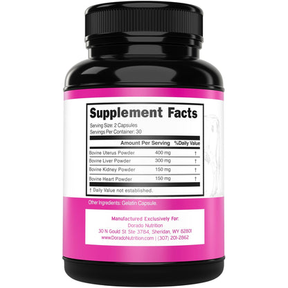 Beef Organ Supplement for Women - Grass Fed Beef Liver, Heart, Kidney & Uterus 1000mg - dailyvitalstore