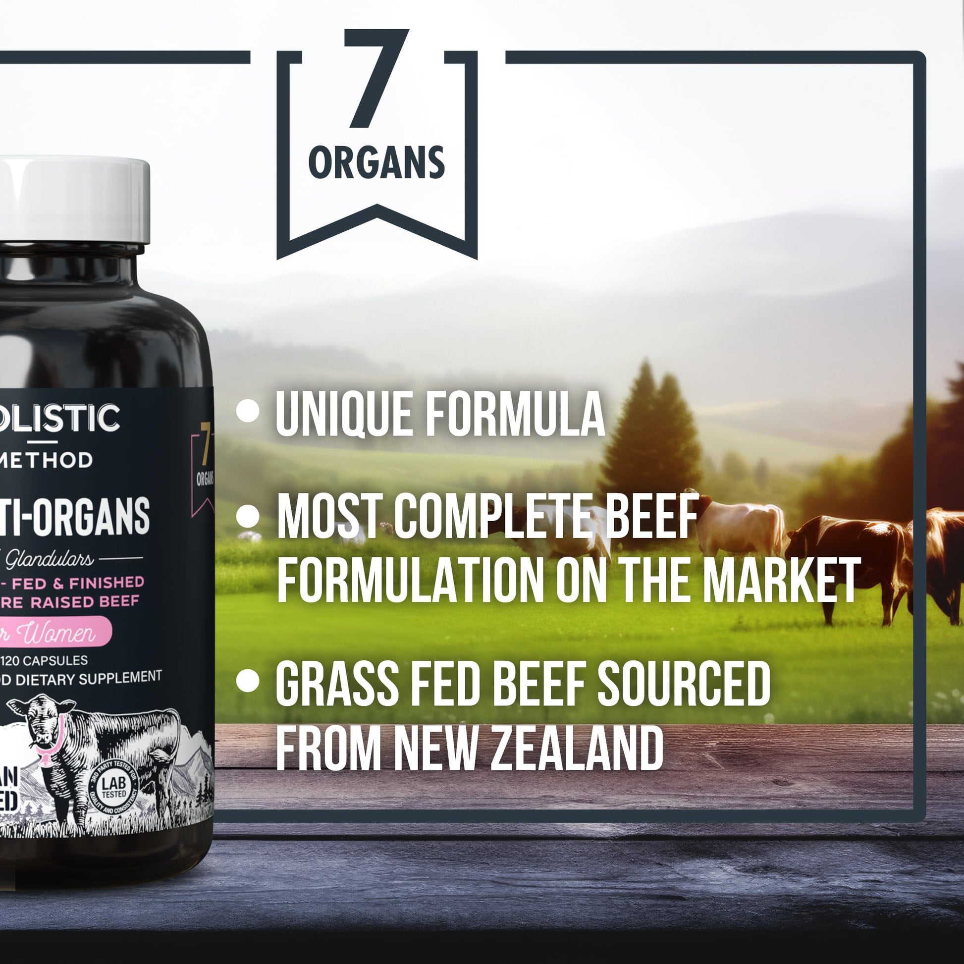 Beef Organ Supplement Grass Fed Complex for Women - 7 Carnivore Meat Proprietary Blend of Beef Liver, Marrow, Brain, Thymus, Spleen, Kidney, Colostrum, Heart, Pancreas, Gallbladder -120 Caps - dailyvitalstore