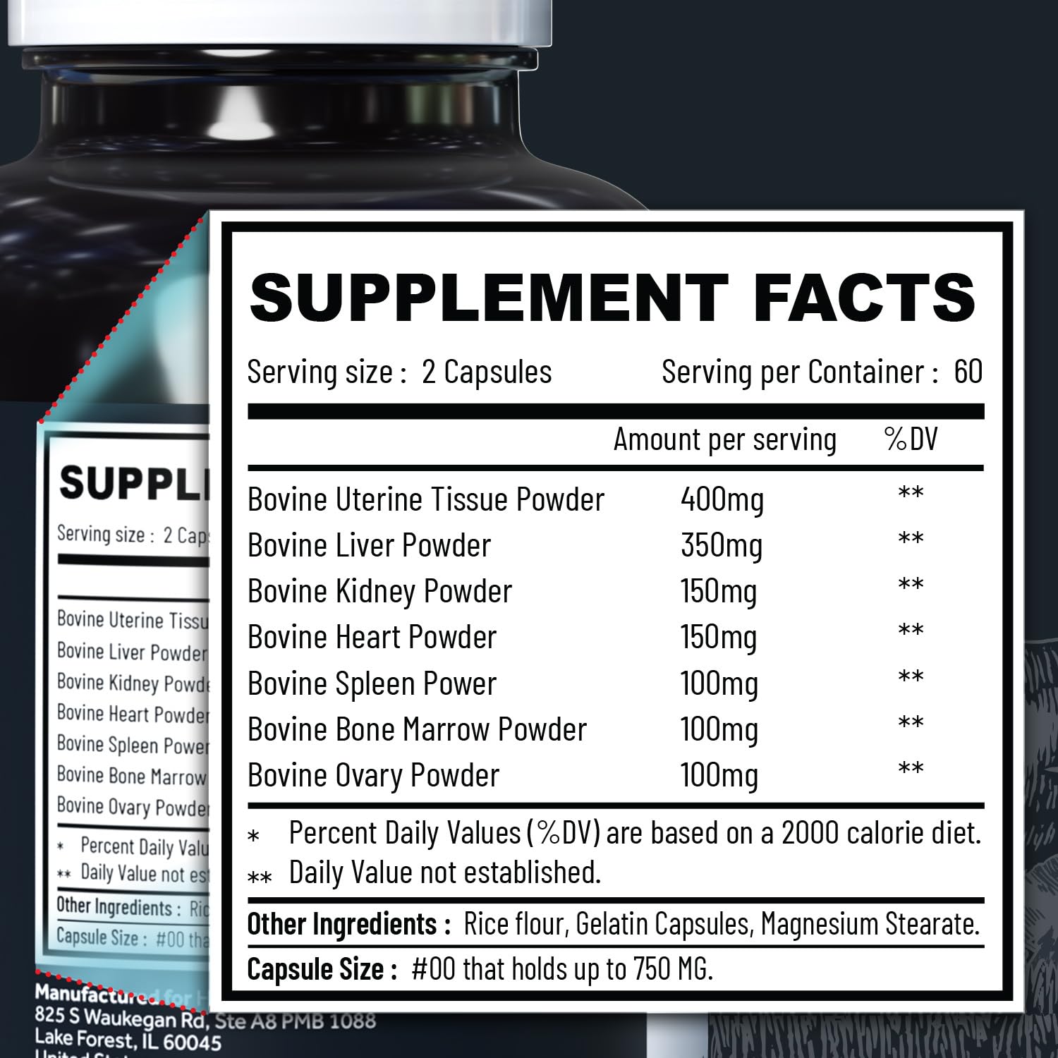 Beef Organ Supplement Grass Fed Complex for Women - 7 Carnivore Meat Proprietary Blend of Beef Liver, Marrow, Brain, Thymus, Spleen, Kidney, Colostrum, Heart, Pancreas, Gallbladder -120 Caps - dailyvitalstore