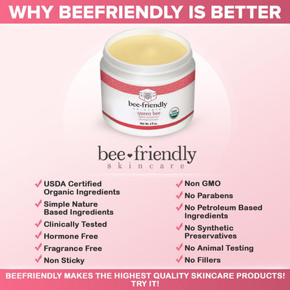 BeeFriendly Organic Vaginal Moisturizer, USDA Certified, Natural Vulva Cream For Dryness, Itching, Irritation, Redness, Chafing Of Vagina Due To Menopause & Thinning 2 oz - dailyvitalstore