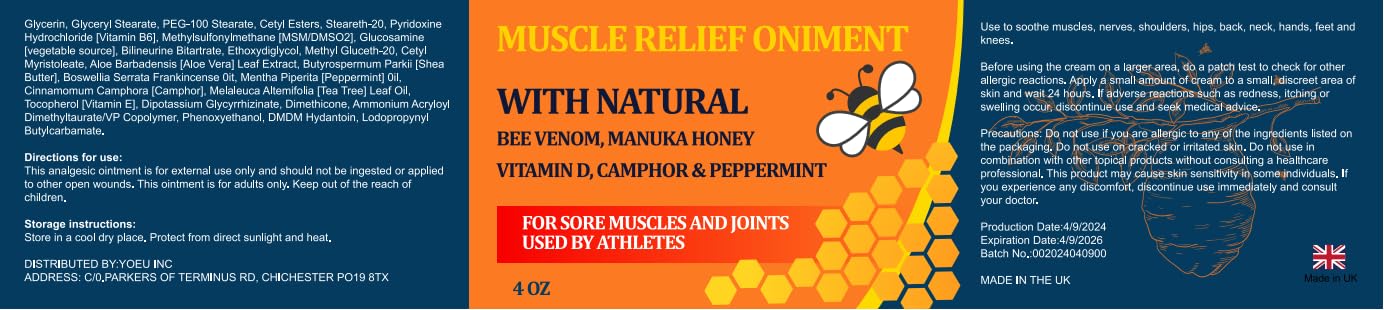 Beeswax and Honey Fast Acting Joint Muscle Bone Cream, Immediate Help for Back, Neck, Hand, Feet, Knee, Shoulder, Topical, Nerve, Plantar, Ankle, Foot Discomfort, Natural Added - dailyvitalstore