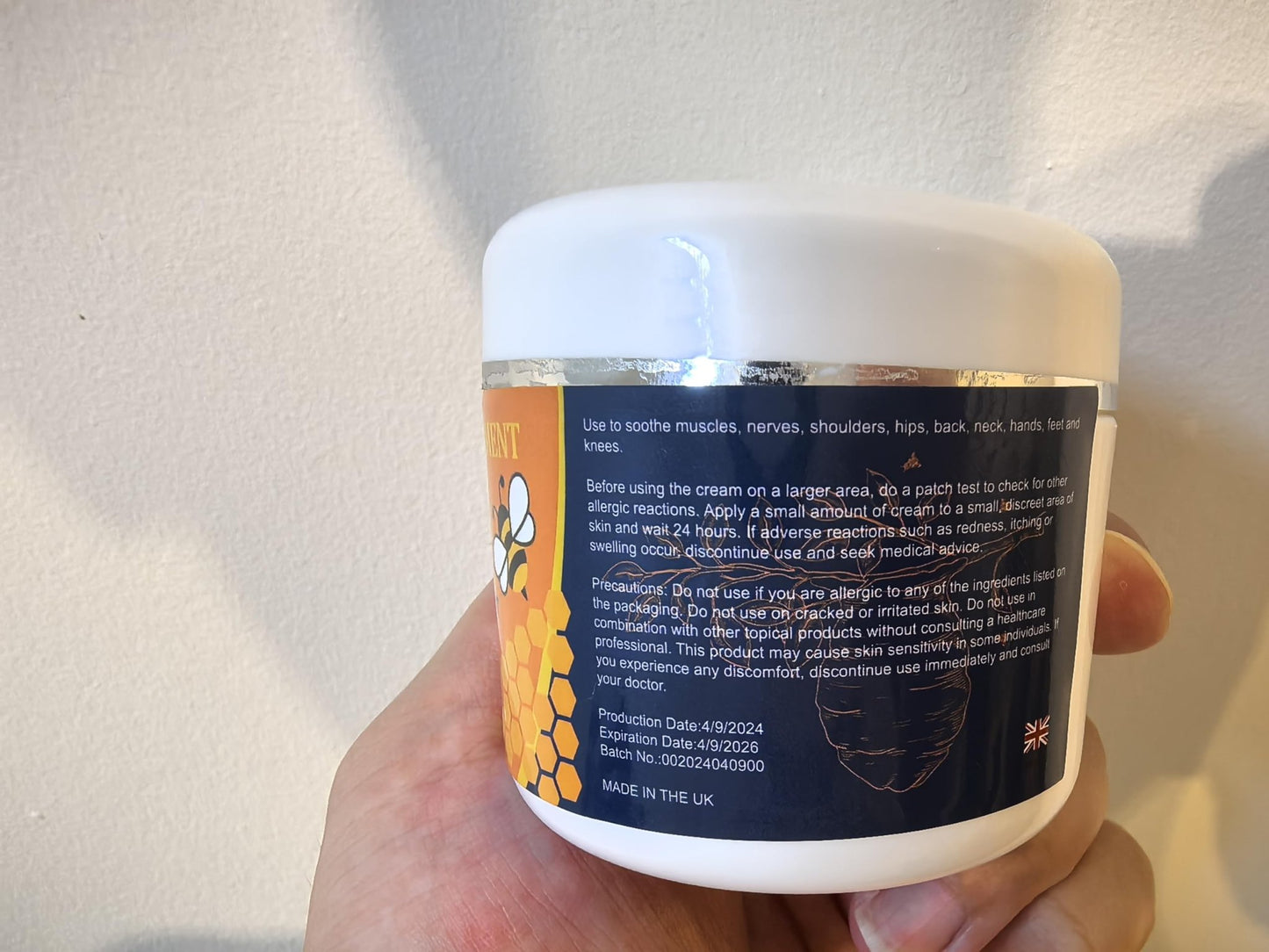 Beeswax and Honey Fast Acting Joint Muscle Bone Cream, Immediate Help for Back, Neck, Hand, Feet, Knee, Shoulder, Topical, Nerve, Plantar, Ankle, Foot Discomfort, Natural Added - dailyvitalstore