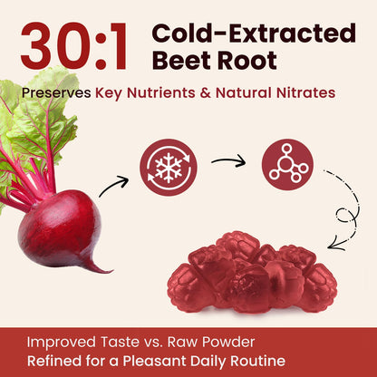 Beet Root Gummies – Blood Pressure & Cardiovascular Support, Beetroot Gummies for Heart Health & Circulation, Nitric Oxide Beets with Grape Seed & L-Theanine - dailyvitalstore