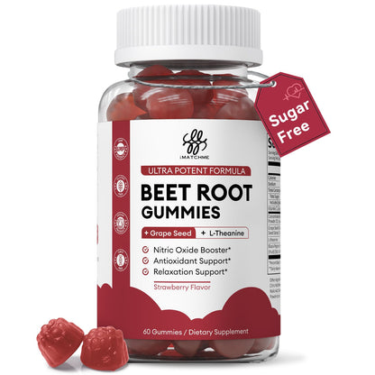 Beet Root Gummies – Blood Pressure & Cardiovascular Support, Beetroot Gummies for Heart Health & Circulation, Nitric Oxide Beets with Grape Seed & L-Theanine - dailyvitalstore