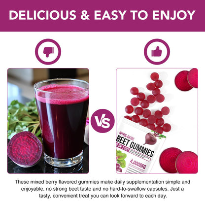 Beet Root Gummies Enriched with 200mg CoQ10 & Beet Root Extract for Blood Pressure, Heart Health Support, Energy Level Suport, Promoting Nitric Oxide - dailyvitalstore