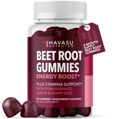 Beet Root Gummies with COQ10 & Pomegranate - Nitric Oxide Supplement for Men and Women - Beetroot for Endurance, Performance, Recovery - Vegan, Non-GMO, Gluten Free - dailyvitalstore