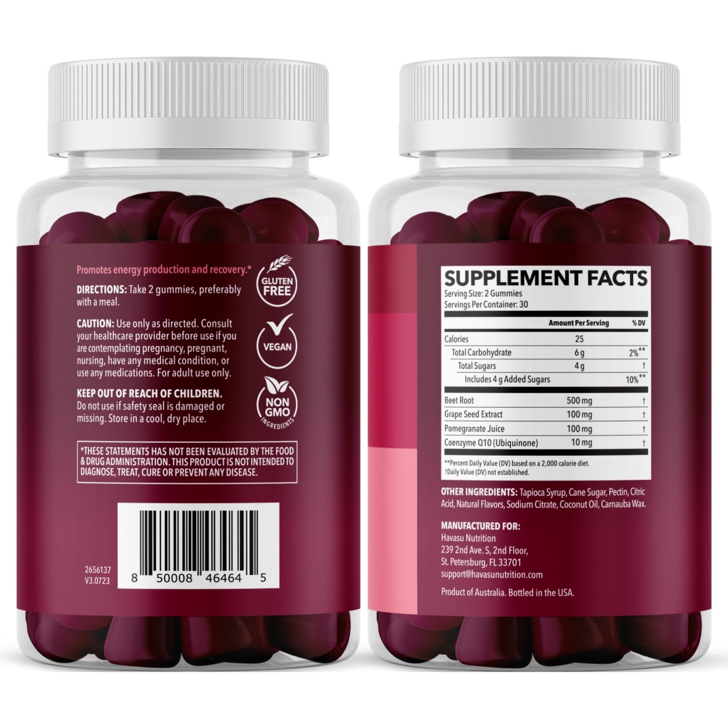 Beet Root Gummies with COQ10 & Pomegranate - Nitric Oxide Supplement for Men and Women - Beetroot for Endurance, Performance, Recovery - Vegan, Non-GMO, Gluten Free - dailyvitalstore