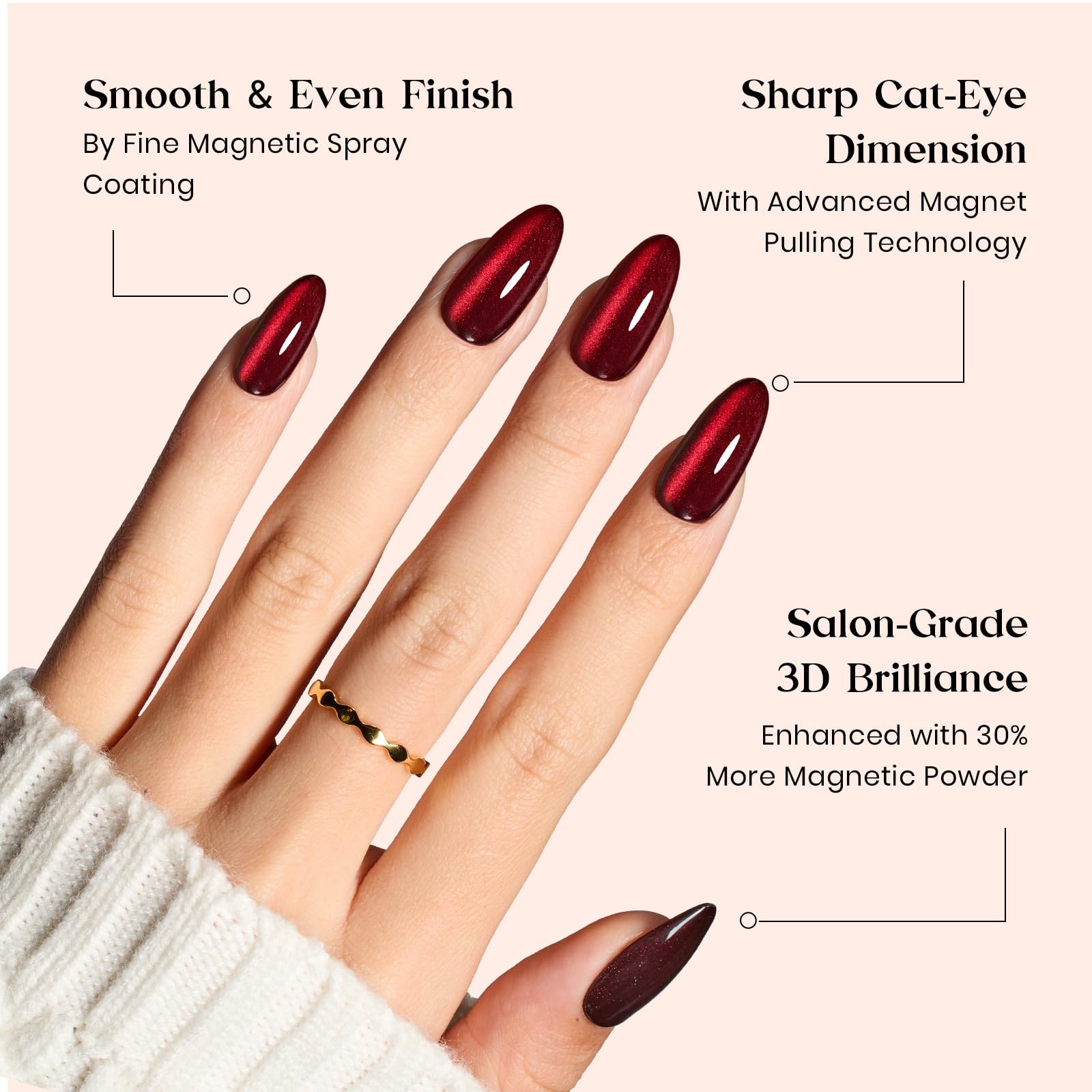 Beetles Cat Eye Nails Kit - Enchanted Aurora | 7 Colors Cat Eye Press On Nails Medium Almond | 224Pcs 16 Sizes All-in-One Kit With Nail Glue,Remover,Builder Top Coat,Nail Lamp Gift - dailyvitalstore
