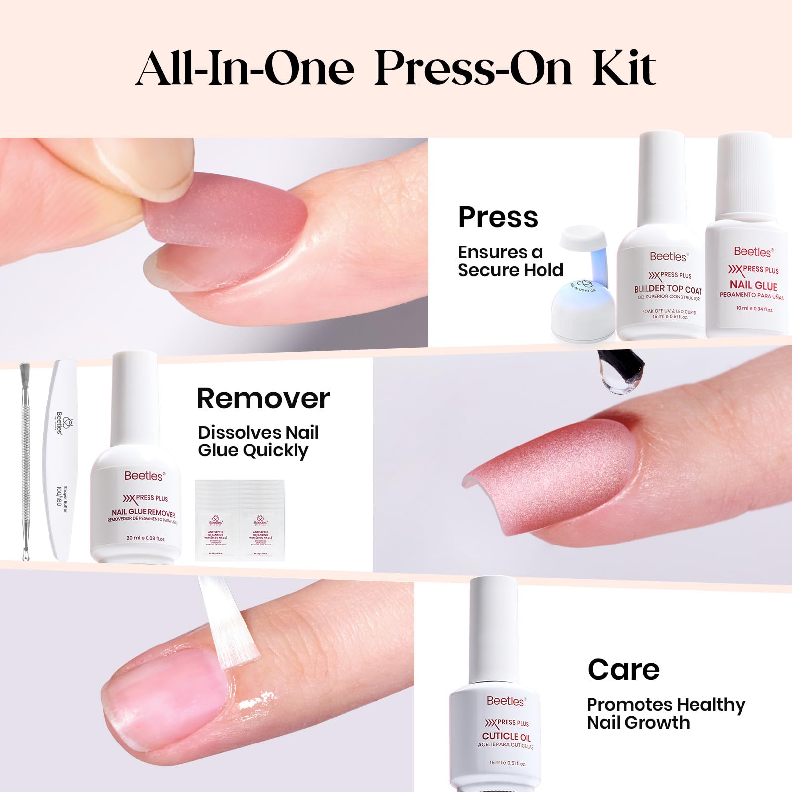 Beetles Cat Eye Nails Kit - Enchanted Aurora | 7 Colors Cat Eye Press On Nails Medium Almond | 224Pcs 16 Sizes All-in-One Kit With Nail Glue,Remover,Builder Top Coat,Nail Lamp Gift - dailyvitalstore