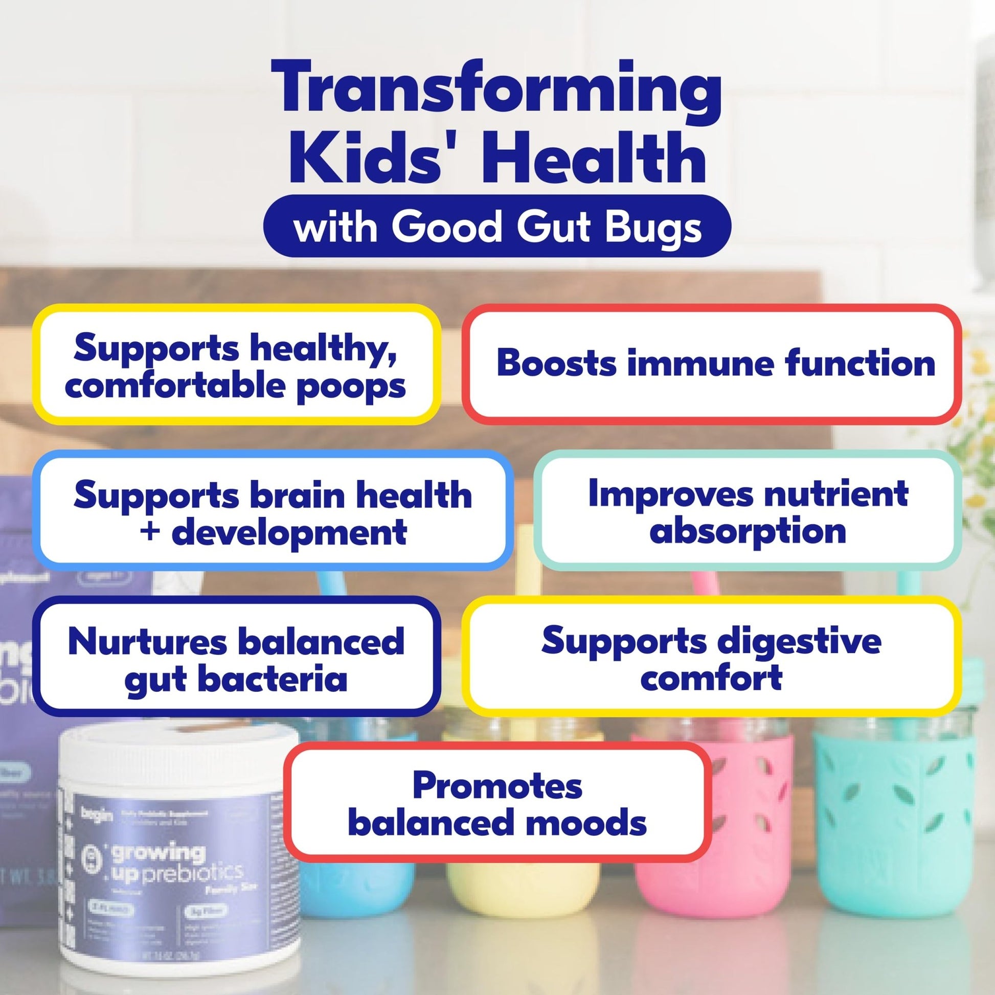 Begin Health Growing Up Prebiotics for Kids 28-Packs | Prebiotic Soluble Powder Stool Softeners and Digestive Gut Health Supplement | Ideal to Mix with Kids Daily - dailyvitalstore