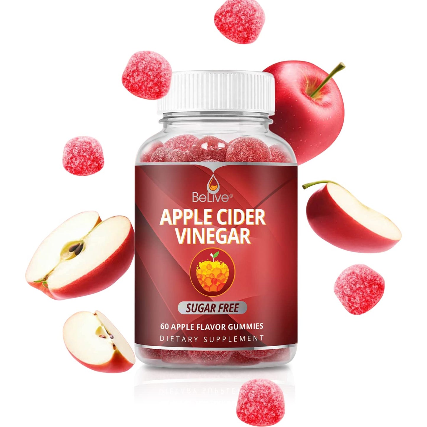 BeLive Apple Cider Vinegar Sugar Free Gummies – Great for Digestion & Healthy Diet - Gluten Free, No Glucose Syrup, ACV Gummies Alternative - dailyvitalstore