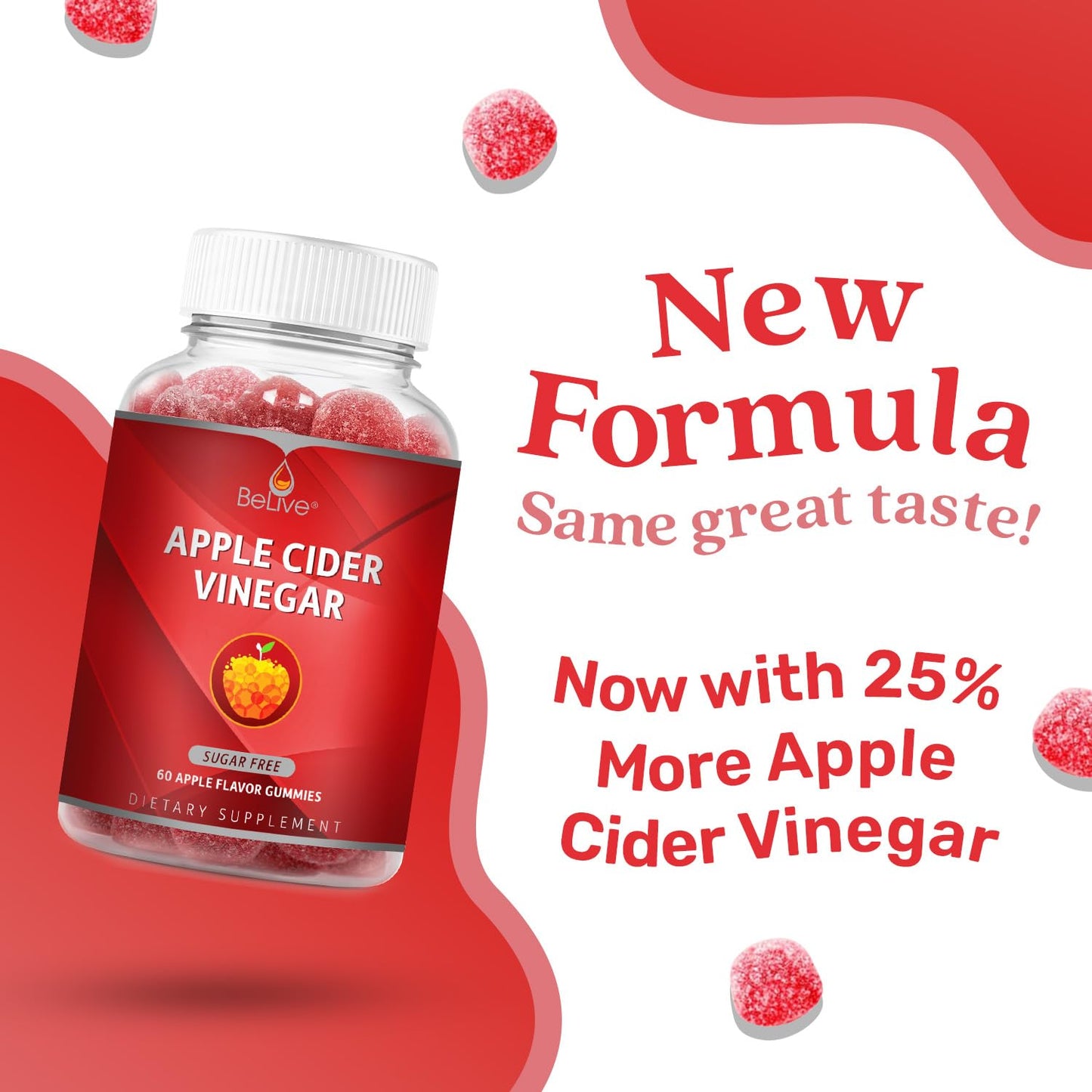 BeLive Apple Cider Vinegar Sugar Free Gummies – Great for Digestion & Healthy Diet - Gluten Free, No Glucose Syrup, ACV Gummies Alternative - dailyvitalstore