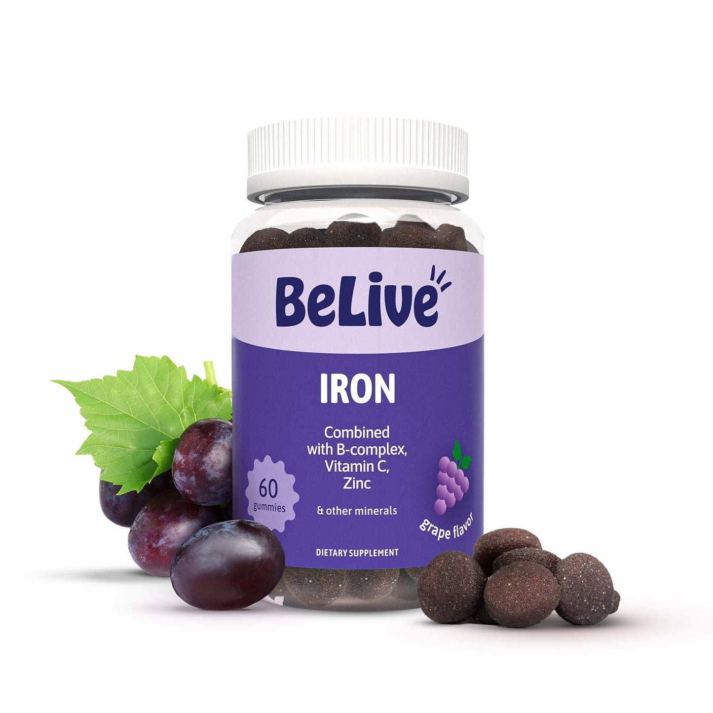 BeLive Iron Gummies - Multivitamin Supplement with Vitamin C, A, B & Zinc, Supports Blood Oxygen, Vegan Iron Supplements for Women, Men & Kids - dailyvitalstore