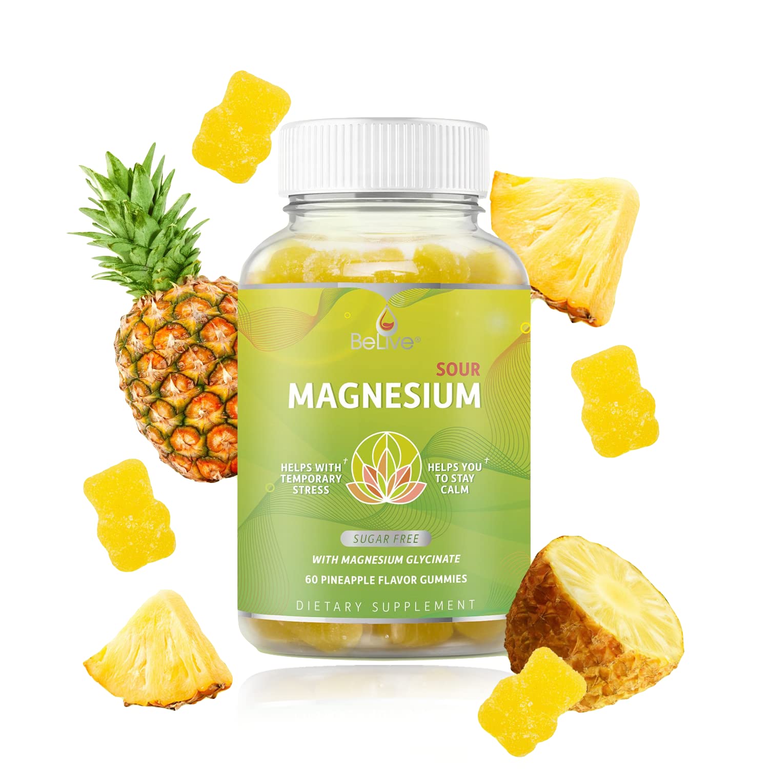 BeLive Magnesium Glycinate Gummies 200 mg - Sugar Free Supplement for Muscle Relaxation, Sleep Support, & Heart Health for Adults & Kids - dailyvitalstore