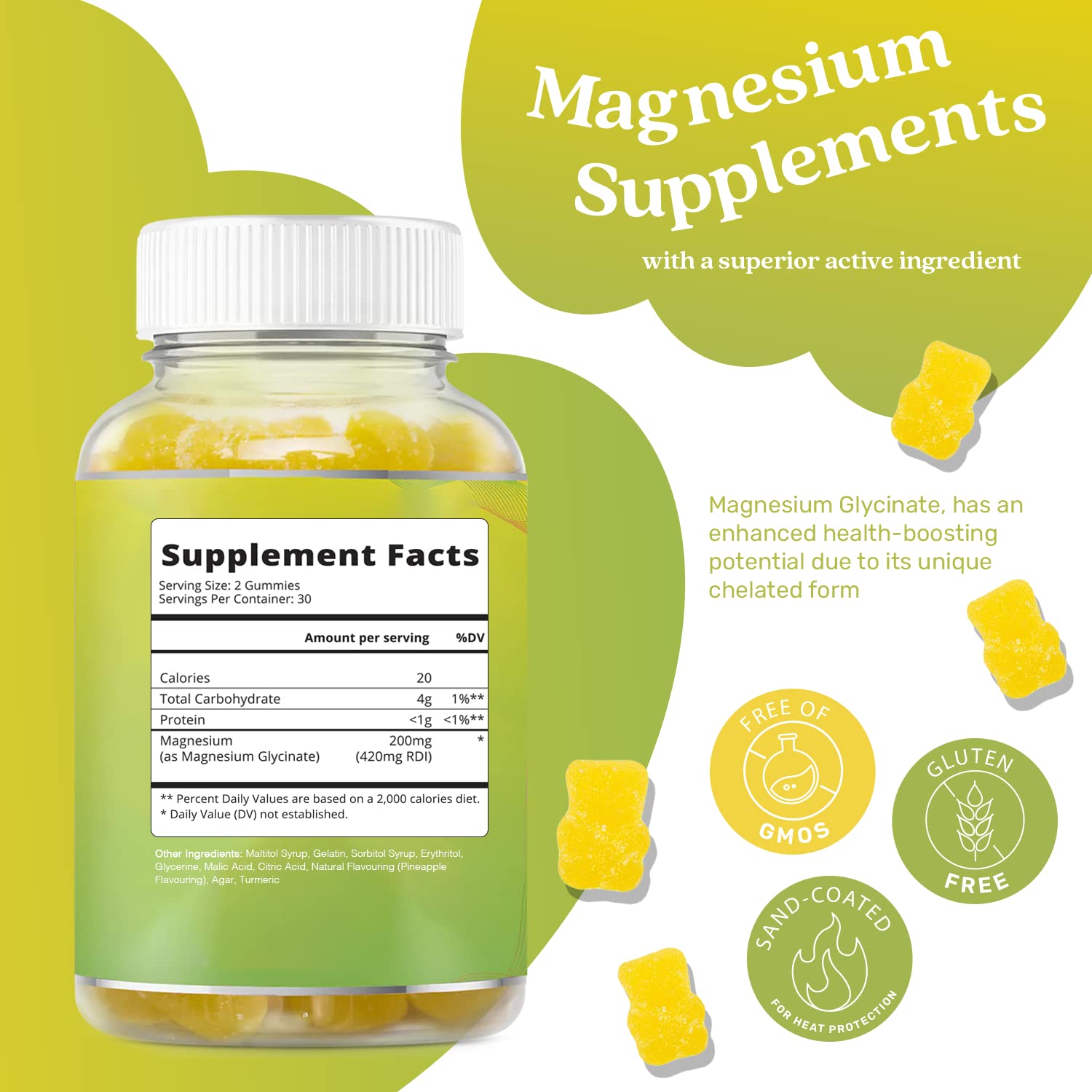 BeLive Magnesium Glycinate Gummies 200 mg - Sugar Free Supplement for Muscle Relaxation, Sleep Support, & Heart Health for Adults & Kids - dailyvitalstore