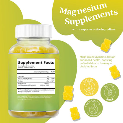 BeLive Magnesium Glycinate Gummies 200 mg - Sugar Free Supplement for Muscle Relaxation, Sleep Support, & Heart Health for Adults & Kids - dailyvitalstore
