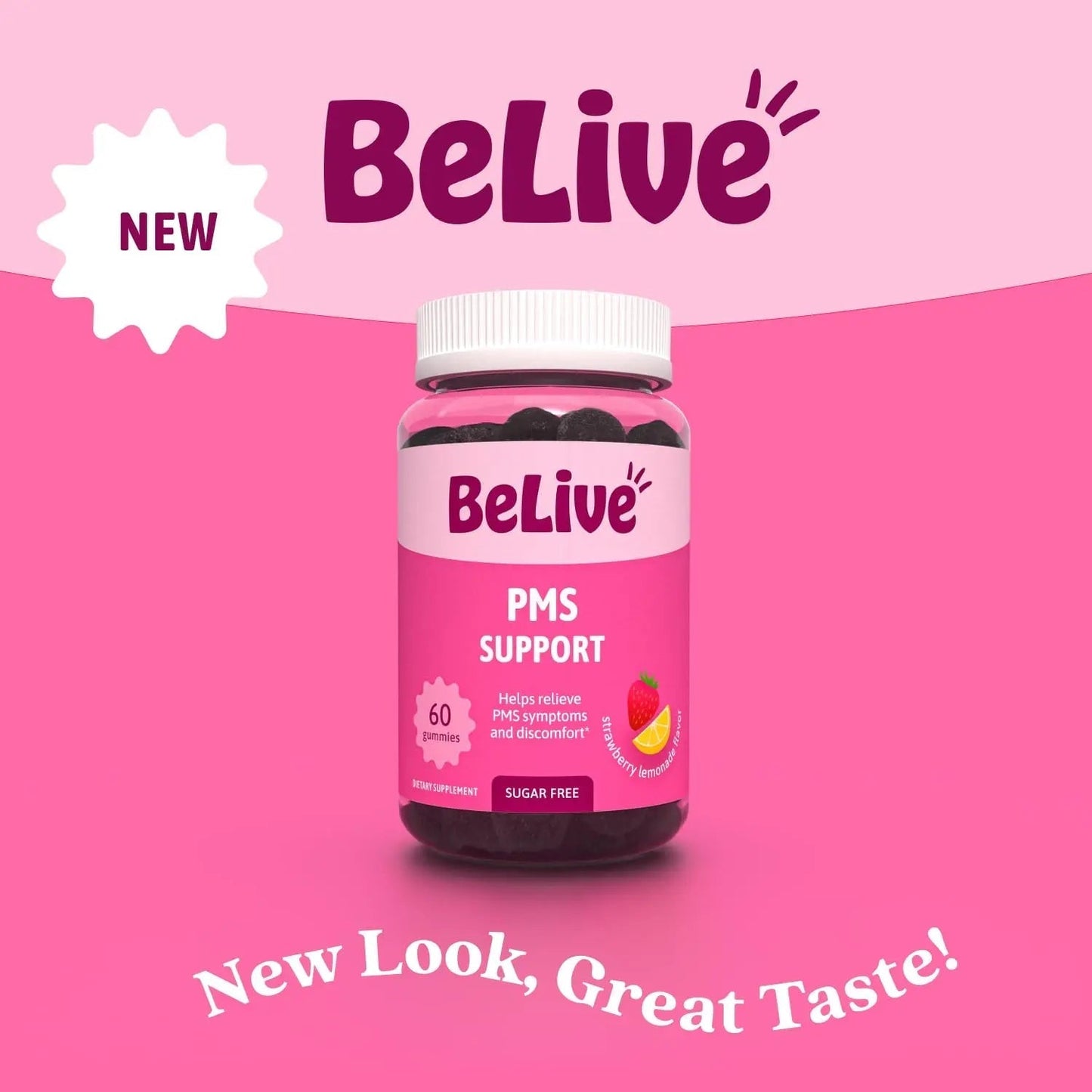 BeLive PMS Support Gummies Supplement – Helps Relieve PMS Symptoms – Hormonal Balance Mood Swings & Cramps Relief, Bloating Support – with Chaste Tree Extract - dailyvitalstore
