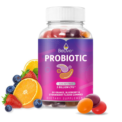 BeLive Probiotic Gummies - Probiotics with 5 Billion CFUs for Digestive Health, Men, Women & Kids - for Immune Support, Sugar Free & Vega - dailyvitalstore