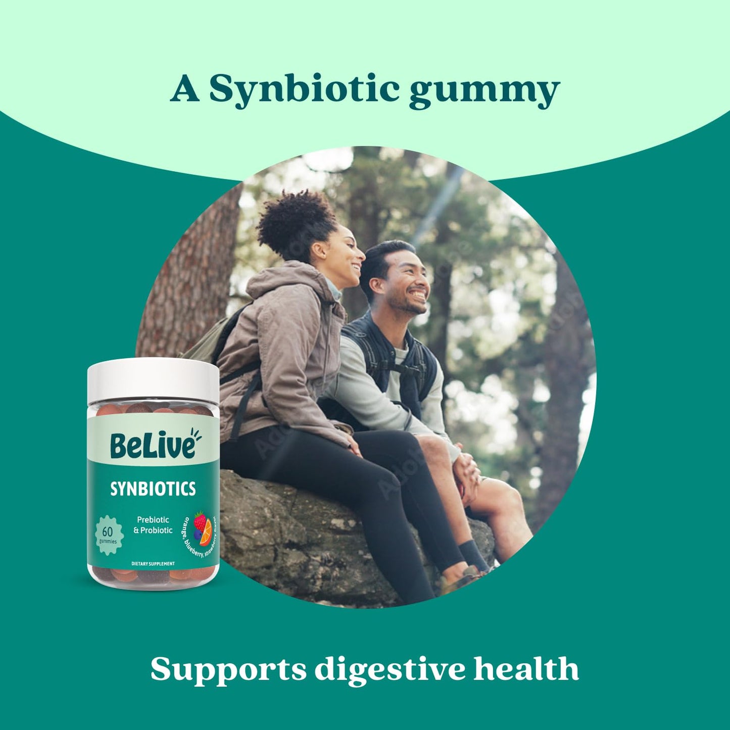 BeLive Synbiotics - Probiotic & Prebiotic Fiber Gummies – High Strength Inulin (3g), Dietary Fiber Supplement, Digestive Support for Kids & Adults - dailyvitalstore