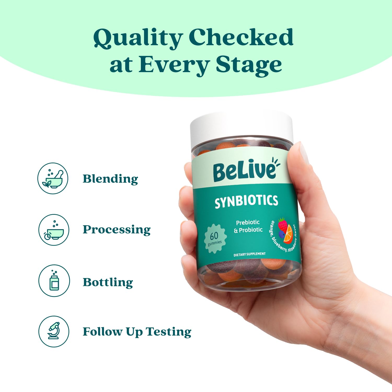 BeLive Synbiotics - Probiotic & Prebiotic Fiber Gummies – High Strength Inulin (3g), Dietary Fiber Supplement, Digestive Support for Kids & Adults - dailyvitalstore