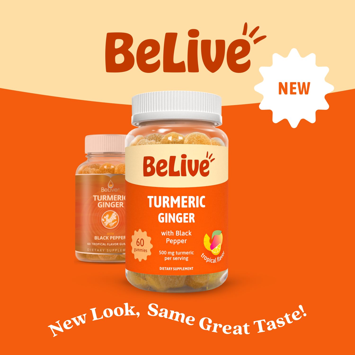 BeLive Turmeric and Ginger Gummies - 500mg - Joint and Mobility Support Supplement - Curcumin with Black Pepper for Enhanced Absorption - dailyvitalstore