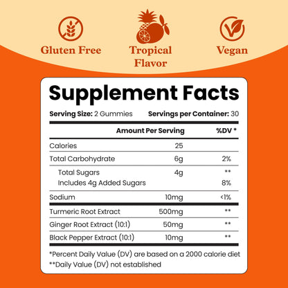 BeLive Turmeric and Ginger Gummies - 500mg - Joint and Mobility Support Supplement - Curcumin with Black Pepper for Enhanced Absorption - dailyvitalstore