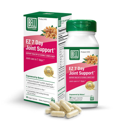 Bell EZ 7 Day Joint Support ™ -Fast-Acting, Once-Daily Joint Health Supplement – Helps Relieve Knee Pain, Swelling & Supports Muscle Recovery – Vegan – 30 Capsules - dailyvitalstore