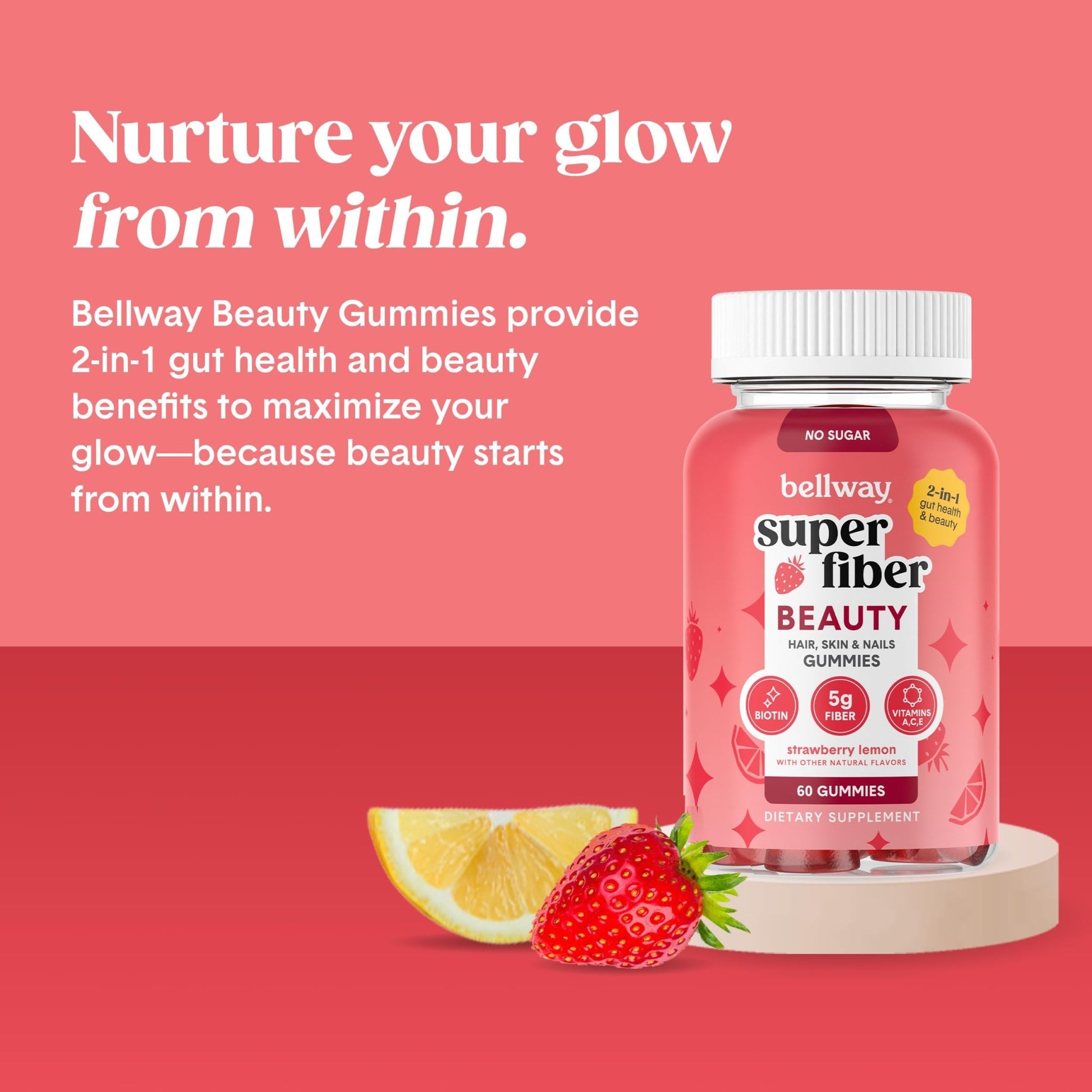 Bellway Super Fiber Gummies + Beauty – Sugar Free Fiber Supplement with Biotin & Vitamins A C E – Supports Digestive Health, - dailyvitalstore
