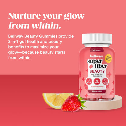 Bellway Super Fiber Gummies + Beauty – Sugar Free Fiber Supplement with Biotin & Vitamins A C E – Supports Digestive Health, - dailyvitalstore