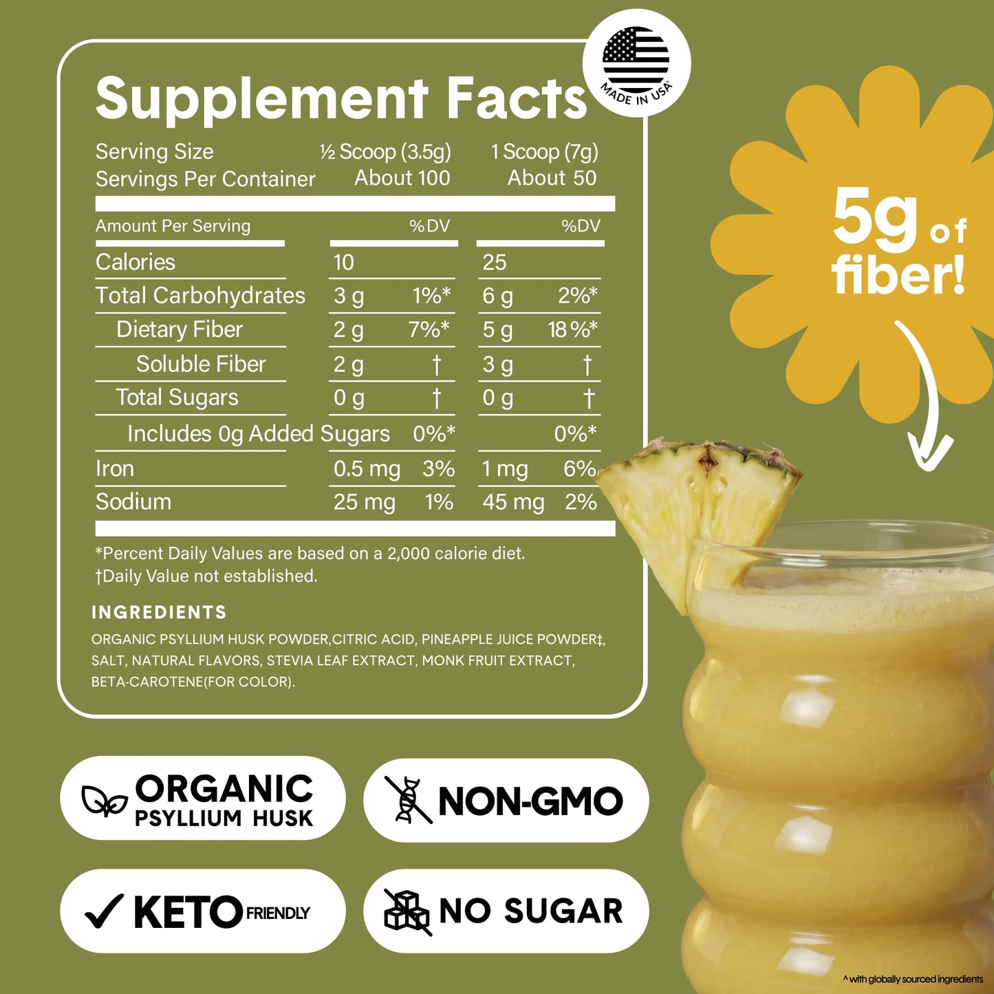 Bellway Super Fiber Powder + Fruit, Sugar Free Organic Psyllium Husk Powder Fiber Supplement for Regularity, Bloating Relief & Digestive Health, Plant-Based, - dailyvitalstore