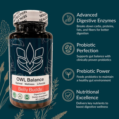Belly Buddy Advanced Gut Health Support containing a helthy Blend of Probiotics, Prebiotics, and Digestive Enzymes - dailyvitalstore