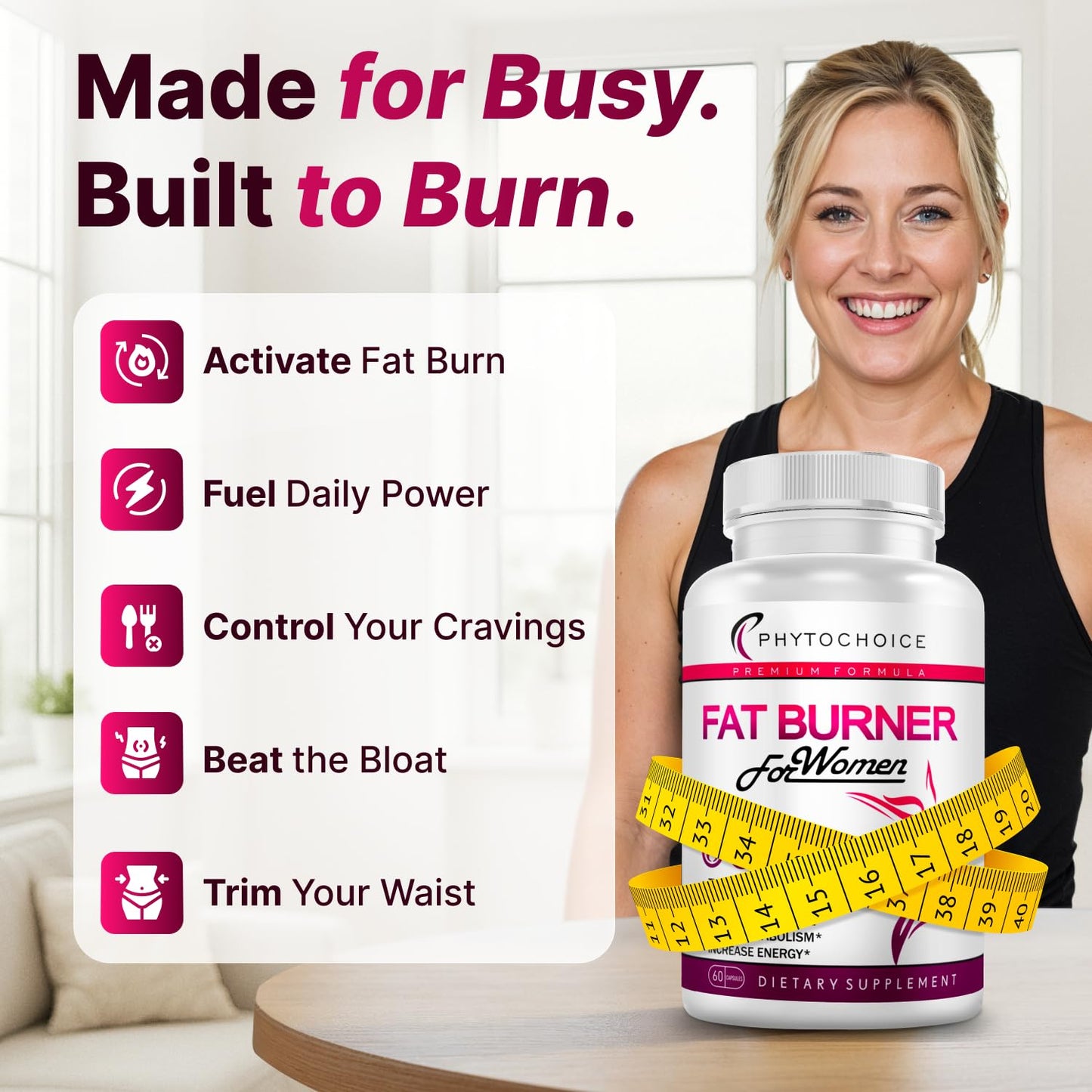 Belly Fat Burner for Women – Powerful Weight Loss Pills That Target Stubborn Belly & Thigh Fat – Thermogenic Metabolism Booster, Appetite Suppressant & Bloating Relief - dailyvitalstore