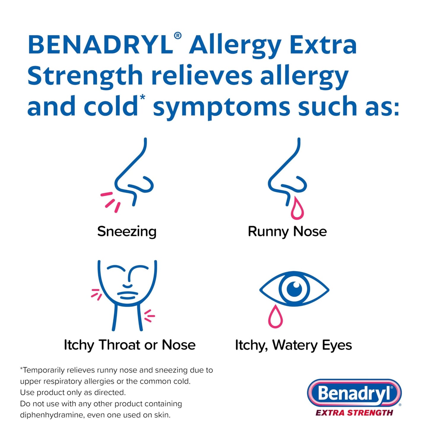 Benadryl Extra Strength Allergy Relief Medicine, 50 mg Diphenhydramine HCl Antihistamine Tablets for Relief of Allergy Symptoms Due to Hay Fever or Other Upper Respiratory Allergies, 24 ct - dailyvitalstore