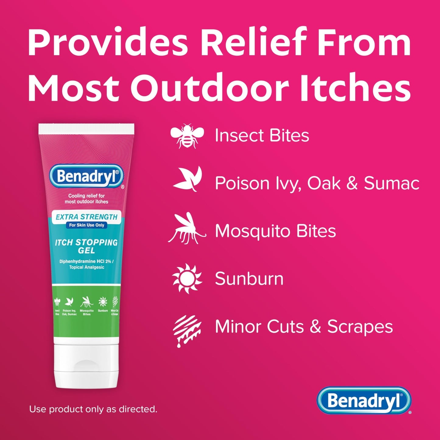 Benadryl Extra Strength Anti Itch Relief Gel, 2% Diphenhydramine HCl, Relief from Insect Bites, Sunburn & More, Great for Camping Essentials, 3.5 fl oz - dailyvitalstore
