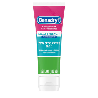 Benadryl Extra Strength Anti Itch Relief Gel, 2% Diphenhydramine HCl, Relief from Insect Bites, Sunburn & More, Great for Camping Essentials, 3.5 fl oz - dailyvitalstore