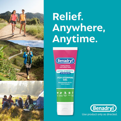 Benadryl Extra Strength Anti Itch Relief Gel, 2% Diphenhydramine HCl, Relief from Insect Bites, Sunburn & More, Great for Camping Essentials, 3.5 fl oz - dailyvitalstore