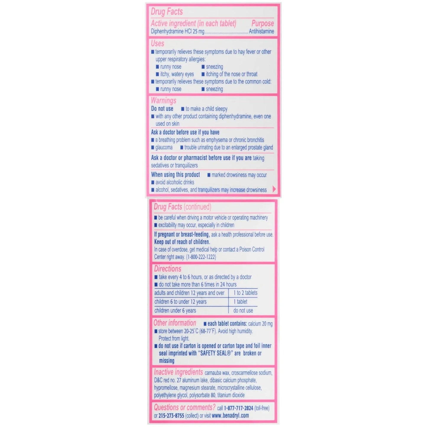 Benadryl Ultratabs Antihistamine Allergy Relief Tablets with 25 mg Diphenhydramine HCl, 100 ct and Tylenol Extra Strength Pain Reliever Rapid Release Gels with 500 mg Acetaminophen, 100 ct - dailyvitalstore