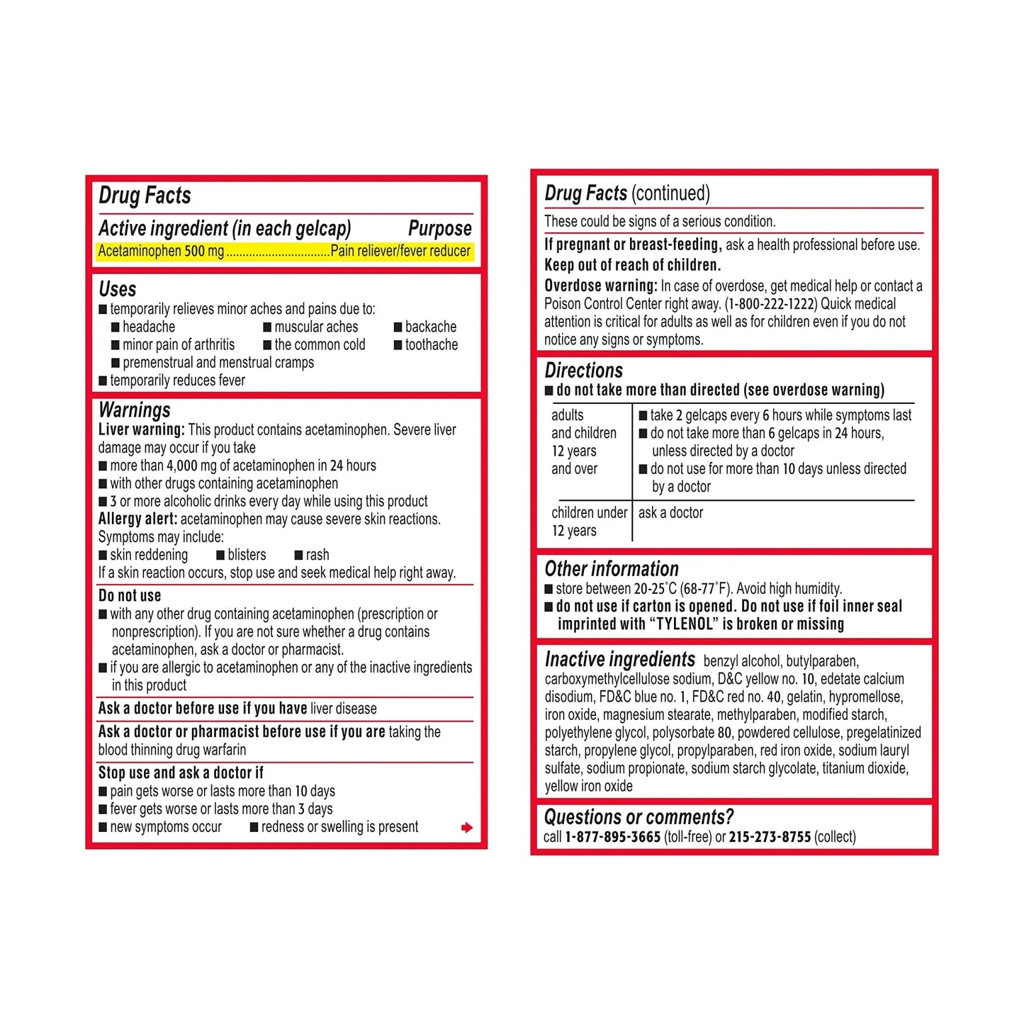 Benadryl Ultratabs Antihistamine Allergy Relief Tablets with 25 mg Diphenhydramine HCl, 100 ct and Tylenol Extra Strength Pain Reliever Rapid Release Gels with 500 mg Acetaminophen, 100 ct - dailyvitalstore