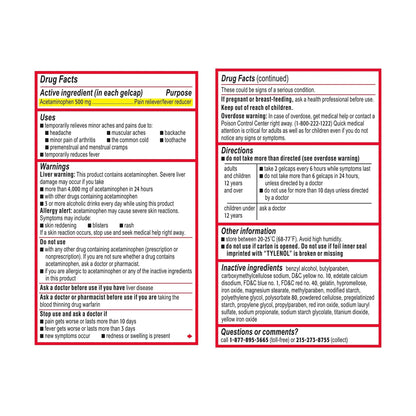 Benadryl Ultratabs Antihistamine Allergy Relief Tablets with 25 mg Diphenhydramine HCl, 100 ct and Tylenol Extra Strength Pain Reliever Rapid Release Gels with 500 mg Acetaminophen, 100 ct - dailyvitalstore