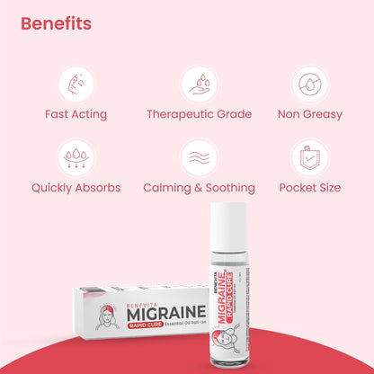 Benevita Migraine Relief Stick Roll-On – Organic, Natural, Cruelty-Free Headache Relief Roll-On – Peppermint, Spearmint, & Lavender Essential Oil Roller for Tension & Stress - dailyvitalstore