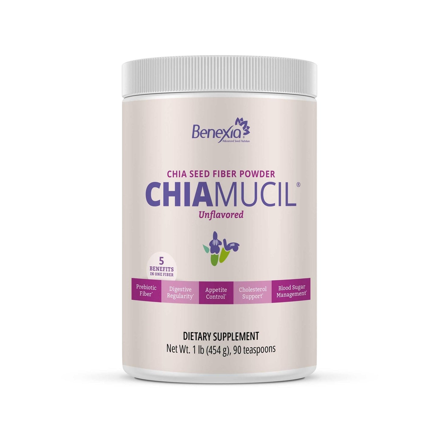 BENEXIA Chiamucil Prebiotic Chia Fiber Supplement Powder – for Appetite Control & Digestive Health – Chia Fiber & Chicory Root (Inulin) – Gluten & Sugar Free, Vegan - dailyvitalstore